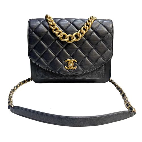 Túi Đeo Chéo Nữ Chanel Flap Bag Aged Calfskin & Gold-Tone Metal Màu Đen