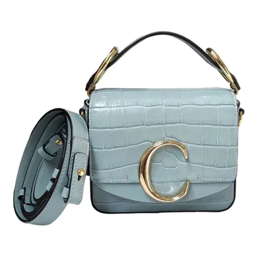 Túi xách - Túi Đeo Chéo Nữ Chloé Blue Croc Embossed Leather Mini C Top Handle Bag Màu Xanh Nhạt - Vua Hàng Hiệu