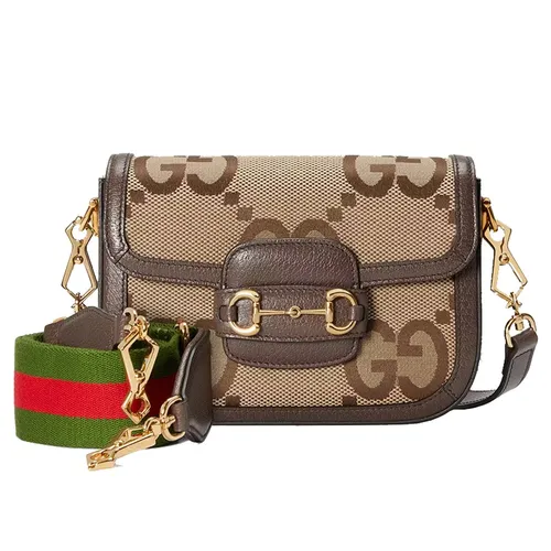 Gucci - Túi Đeo Chéo Nữ Gucci GG Horsebit 1955 Jumbo Mini Bag Màu Nâu Be - Vua Hàng Hiệu