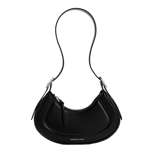 Túi Đeo Vai Nữ Charles & Keith CNK Petra Curved Shoulder Bag Noir 20271258 Màu Đen