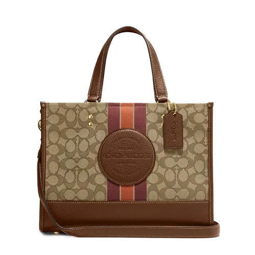 Túi Tote Nữ Coach Dempsey Carryall In Signature Jacquard With Stripe And Coach Patch C8448 Màu Nâu
