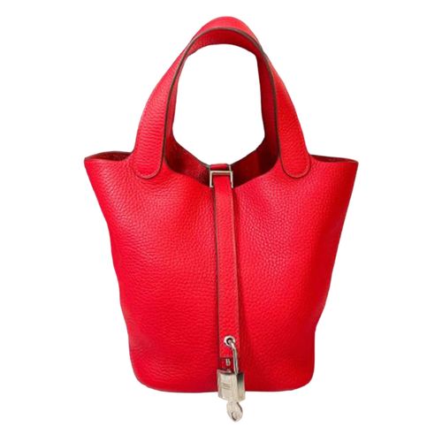 Túi Tote Nữ Hermès Picotin Lock P18 Handbag Clemence Leather Rouge Casaque Màu Đỏ