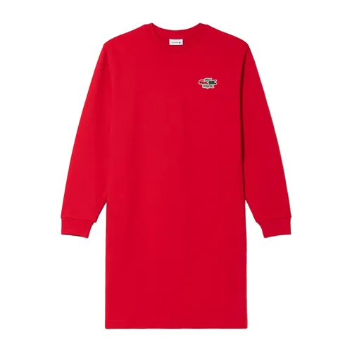 Váy Suông Nữ Lacoste Official Holiday Collector Sweatshirt Dress EF9109L Màu Đỏ Size 34