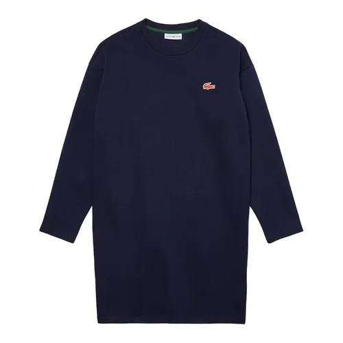 Thời trang Lacoste Váy suông - Váy Suông Nữ Lacoste Sport Crew Neck Cotton Sweatshirt Dress EF2611-51 Màu Xanh Navy Size 34 - Vua Hàng Hiệu