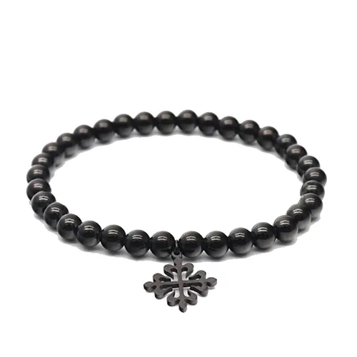 Vòng Đeo Tay Nam Viya Jewelry VJWB-01BK Premiuum Black Plated Steel Beads, 316L Stailess Steel Màu Đen Size 20.5cm