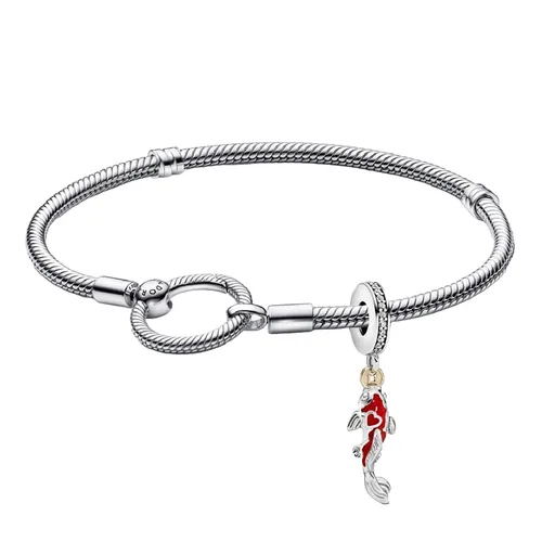 Set Vòng Đeo Tay + Hạt Vòng Charm Nữ Pandora Red Enamel Lucky Koi Fish Charms Pendant Fit Silver Bracelet Màu Bạc Size 17