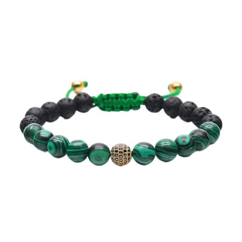 Vòng Đeo Tay Viya Jewelry VJ-BRV279GB Premium Green Macrame Natural Stone With Swaroski Charm Màu Xanh Green Size 20.5cm