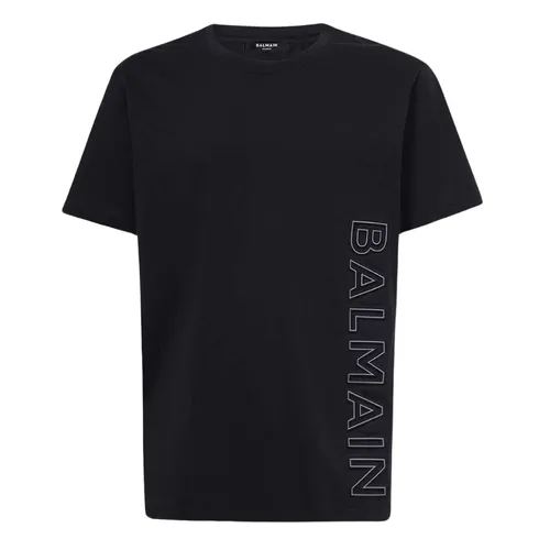 Áo Phông Nam Balmain Black With Logo Embroidered BH0EG010/BC22SIZ Tshirt Màu Đen Size S - Thời trang - Vua Hàng Hiệu