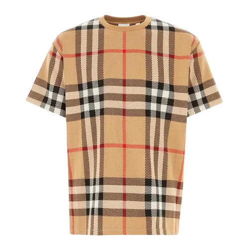 Thời trang Burberry Áo phông - Áo Phông Nam Burberry Check Cotton T-Shirt 80726651 Màu Beige Size M - Vua Hàng Hiệu