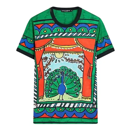 Áo Phông Nam Dolce & Gabbana D&G Slim-Fit Printed Cotton-Jersey G8FV4T Tshirt Màu Xanh Size 44 - Thời trang - Vua Hàng Hiệu