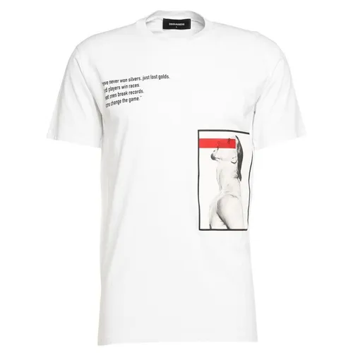 Áo Phông Nam Dsquared2 Logo Print S79GC0025 Tshrit Màu Trắng Size L - Thời trang - Vua Hàng Hiệu