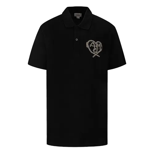 Áo Polo Nam Alexander McQueen Black With Logo Embroidered 711080 QTX33 1000 Màu Đen