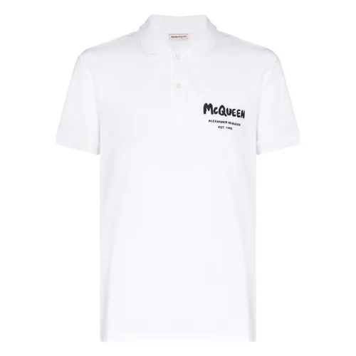 Alexander Mcqueen Áo Polo - Áo Polo Nam Alexander McQueen Logo-Print Cotton Polo Shirt 662551 Màu Trắng Size M - Vua Hàng Hiệu