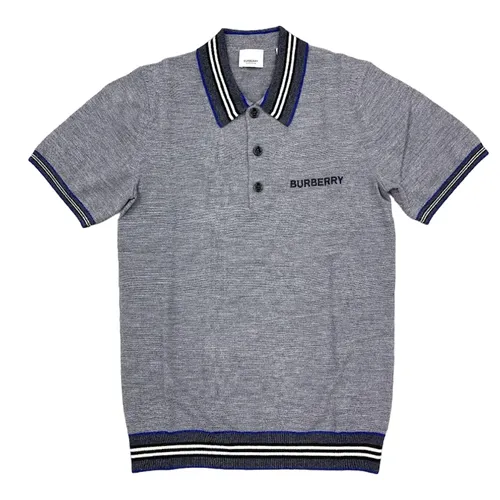 Thời trang Xám Áo Polo - Áo Polo Nam Burberry Afford Icon Stripe Collar Polo Shirt Màu Xám Size S - Vua Hàng Hiệu