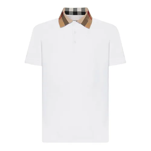 Áo Polo Nam Burberry With Check Collar Shirt 8071621 Màu Trắng Size S