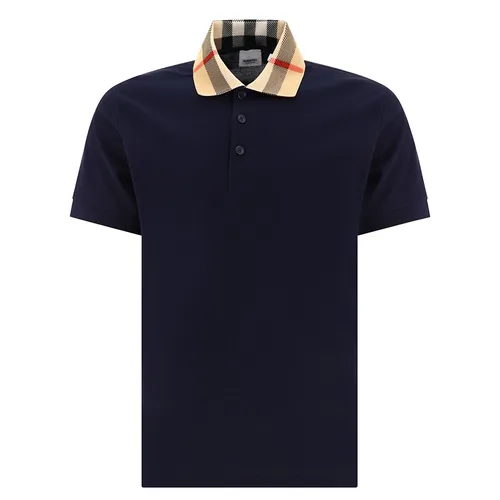 Áo Polo Nam Burberry With Check Collar Shirt 8072661 Màu Xanh Navy Size S - Thời trang - Vua Hàng Hiệu