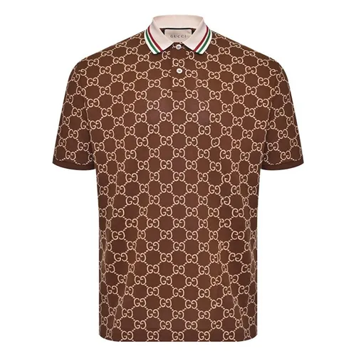 Gucci Nâu Áo Polo Ý - Áo Polo Nam Gucci GG Stretch Cotton Polo Shirt 598956 Màu Nâu Size M - Vua Hàng Hiệu