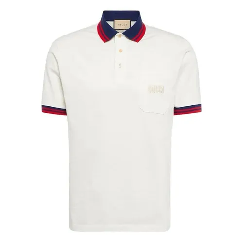 Áo Polo Nam Gucci Logo-Embroidered Printed Cotton-Jersey Polo Shirt Màu Trắng Size M
