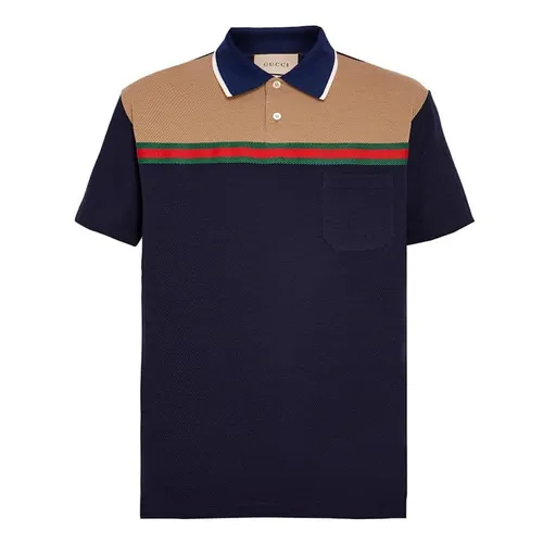 Áo Polo Nam Gucci Web-Stripe Polo Shirt Blue 725492 Màu Xanh Navy Size S - Thời trang - Vua Hàng Hiệu