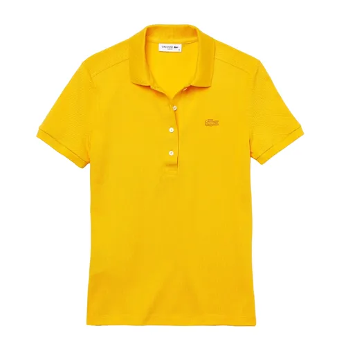 Áo Polo Nữ Lacoste Women's Slim Fit Stretch Cotton Piqué PF5462 US3 Màu Vàng Size 38