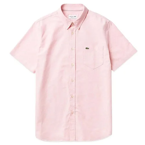 Áo Sơ Mi Cộc Tay Nam Lacoste Regular Fit Oxford Short Sleeve Shirt CH4975 ADY Màu Hồng Size 39