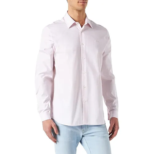Áo Sơ Mi Dài Tay Nam Lacoste Regular Fit CH8526 F7D Màu Trắng Kẻ Hồng Size 40