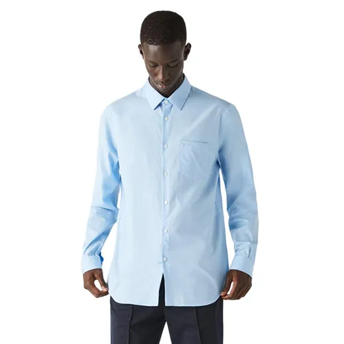 Áo Sơ Mi Dài Tay Nam Lacoste Regular Fit Cotton Poplin Shirt CH2745 HBP Màu Xanh Da Trời Size 40