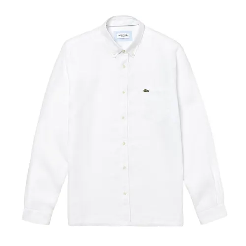 Thời trang Áo sơ mi Vải Linen - Áo Sơ Mi Dài Tay Nam Lacoste Regular Fit Linen Shirt CH4990 001 Màu Trắng Size 38 - Vua Hàng Hiệu