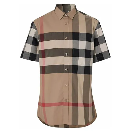 Áo Sơ Mi Nam Burberry Check Stretch Short Sleeve Shirt 8079591 Màu Nâu Size XS - Thời trang - Vua Hàng Hiệu