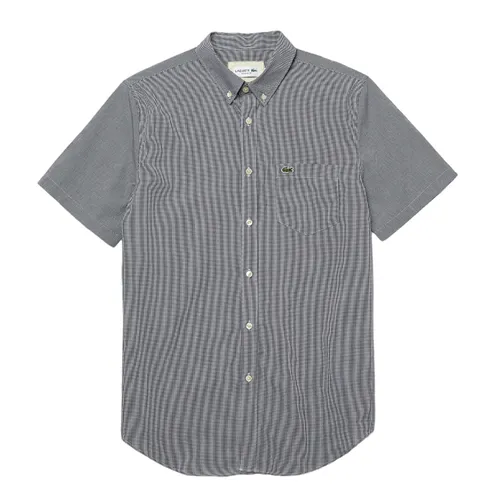 Thời trang Đen trắng Áo sơ mi - Áo Sơ Mi Nam Lacoste Men's Regular Fit Gingham Check Shirt CH2879 522 Màu Đen Trắng Size 38 - Vua Hàng Hiệu