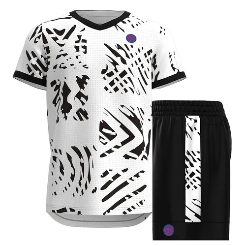 Bidi Badu - Bộ Quần Áo Cộc Tay Nam Bidi Badu Melbourne V-Neck Tennis M1620002-WHBK/BIJ42E01F-Q11 Màu Trắng Đen Size XS - Vua Hàng Hiệu