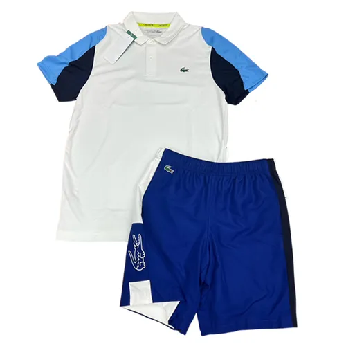 Bộ Quần Áo Cộc Tay Nam Lacoste Lacoste Sport 3D Crocodile Lightweight Màu Trắng Xanh Size 2