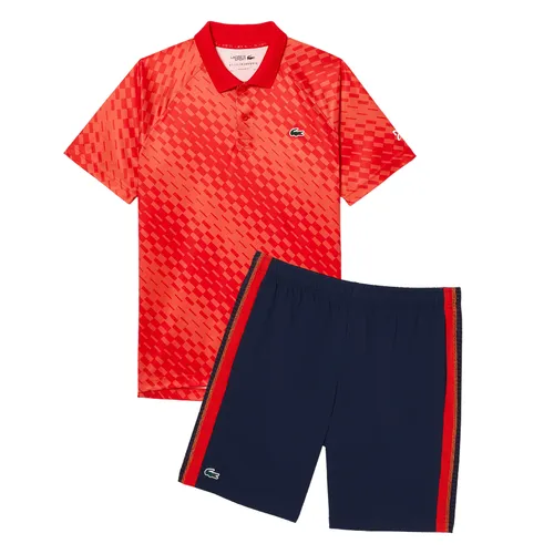 Bộ Quần Áo Cộc Tay Nam Lacoste Men's Tennis GH5201 / DH5174 Màu Xanh Đỏ Size 3