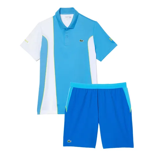 Bộ Quần Áo Cộc Tay Nam Lacoste Sport x Novak Djokovic Colorblock GH9354/DH3543 Màu Xanh/Trắng Size 2