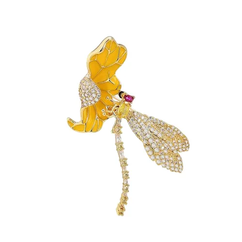 Cài Áo Nữ Meri Butterfly & Flower BR606 Màu Vàng