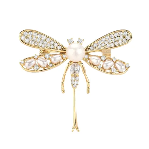 Cài Áo Nữ Meri Butterfly Khảm Ngọc Trai BR589 Màu Vàng