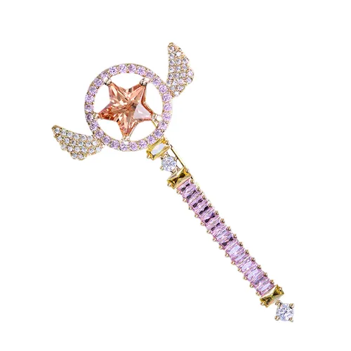 Cài Áo Nữ Meri Cây Gậy Phép Thuật BR653 Màu Tím/Vàng Gold