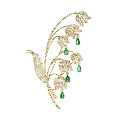 Cài Áo Nữ Meri Nhành Hoa Kèn Lung Linh BR631 Màu Vàng