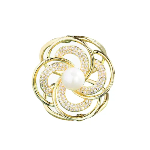 Phụ kiện - Cài Khăn Nữ Meri Vòng Hoa Sang Trọng BR694 Màu Vàng Gold - Vua Hàng Hiệu