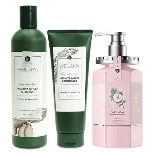 Mỹ phẩm Weilaiya - Combo Sữa Tắm + Dầu Gội + Dầu Xả Gừng Kích Thích Mọc Tóc Weilaiya (450ml + 400ml + 250ml) - Vua Hàng Hiệu