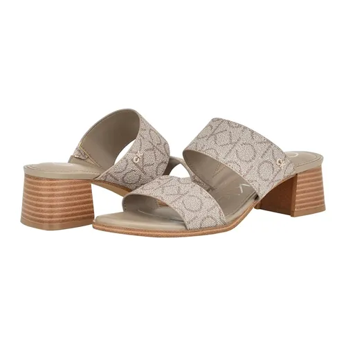 Dép Calvin Klein - Dép Cao Gót Nữ Calvin Klein Henna CK Arana Màu Nâu - Be Size 8 - Vua Hàng Hiệu