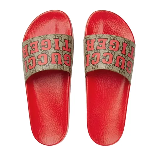Dép Nam Gucci Tiger Slide Sandal 687612-UTH00-9749 Màu Đỏ/Be Size 41