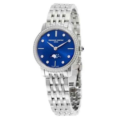 Đồng hồ - Đồng Hồ Nữ Frederique Constant Slimline Moonphase FC-206ND1SD26B Màu Bạc Xanh - Vua Hàng Hiệu