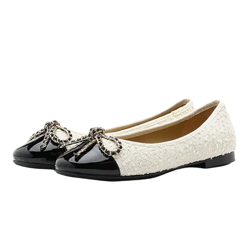Pazzion - Giày Bệt Nữ Pazzion Daisy Tweed Toe Cap Bow Flats 166-13BEG034 Màu Đen Trắng Size 39 - Vua Hàng Hiệu