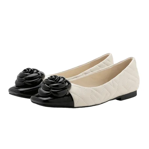 Giày Bệt Nữ Pazzion Floret Patent Toe Cap Quilted Flats C228-1BEG034 Màu Đen Trắng