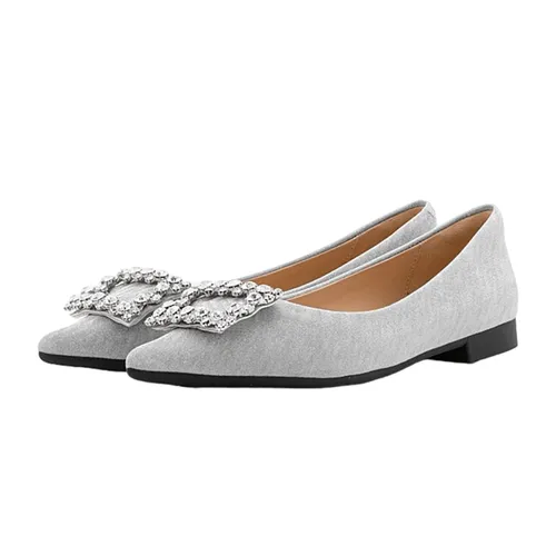 Giày Bệt Nữ Pazzion Tillie Crystal Embellished Buckle Glitter Flats 626-13ASIL034 Màu Xám