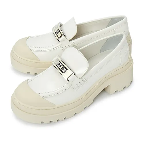 Giày Dior Nữ - Giày Lười Nữ Dior Women's Loafer KDB749ACA 24W Màu Trắng Kem Size 35 - Vua Hàng Hiệu