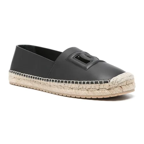 Dolce & Gabbana Giày Slip On - Giày Slip On Nam Dolce & Gabbana D&G Leather Espadrille With Logo A50574 AO602 80999 Màu Đen Size 8 - Vua Hàng Hiệu