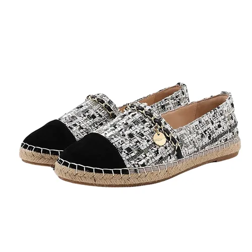 Giày Singapore - Giày Slip On Nữ Pazzion Heidi Colour Blocked Chained Espadrilles 2002-1BBLK034 Màu Đen Trắng Size 34 - Vua Hàng Hiệu