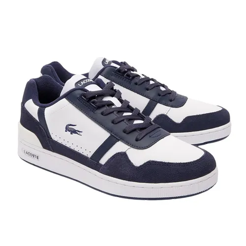 Giày Thể Thao Nam Lacoste Men’s Graphic Print T-Clip Trainers 46SMA0070 Màu Trắng Phối Xanh Navy Size 39.5